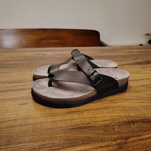 Mephisto Helen thong sandals in black leather with a cork footbed 6.5 7 37